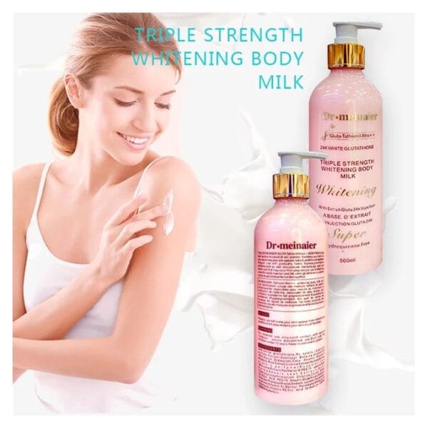 Dr. Meinaier 24K White Glutathione Whitening Milk Lotion. Fades Scars, Hyperpigmentations, Dark Spots, Acne, Stretch Marks, Age Spots & Make skin young