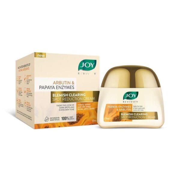 JOY REVIVIFY PAPAYA Enzymes & ARBUTIN Blemish Clearing & Spot Reduction Face Cream. Fades Dark Spots, Acne Marks, Sun Spots, Clarifies, Moisturizes, Evens, Brightens, Glows,...
