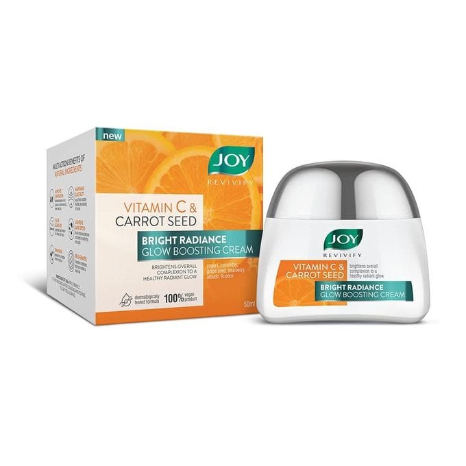 JOY REVIVIFY Vitamin C & Carrot seed Oil Bright Radiance Glow Boosting Face Cream. 1 JOY REVIVIFY Vitamin C & Carrot seed Oil Bright Radiance Glow Boosting Face Cream. Removes & Lighten Dark Spots, Blemishes, Pigmentations, Brightens, Moisturizes, Evens the skin...