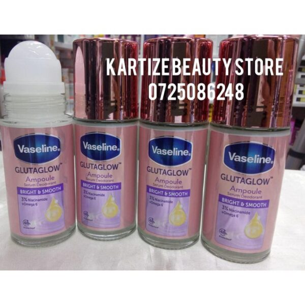 Vaseline Gluta Glow Ampoule Serum Deodorant Bright & Smooth Niacinamide And Omega 3 Roll On